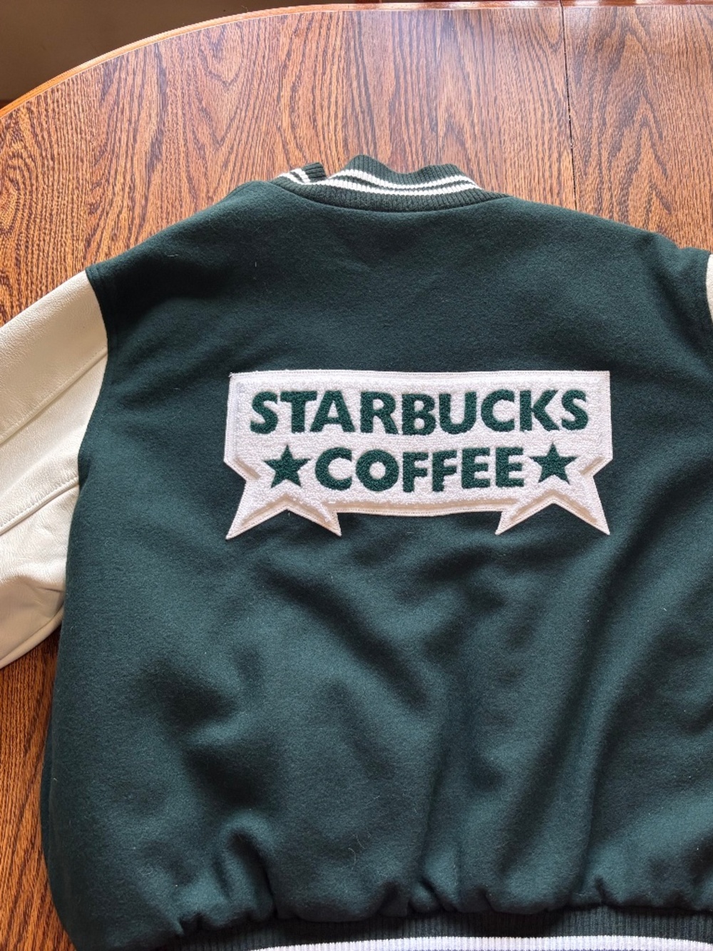 Vintage Starbucks Coffee Corporate Employee Varsity Jacket Green Wool RenL